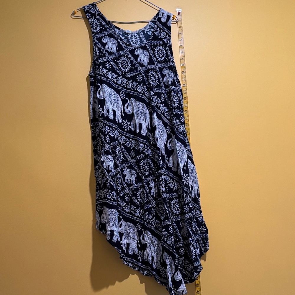 Natural Soul Black and White Elephant Pattern Dress